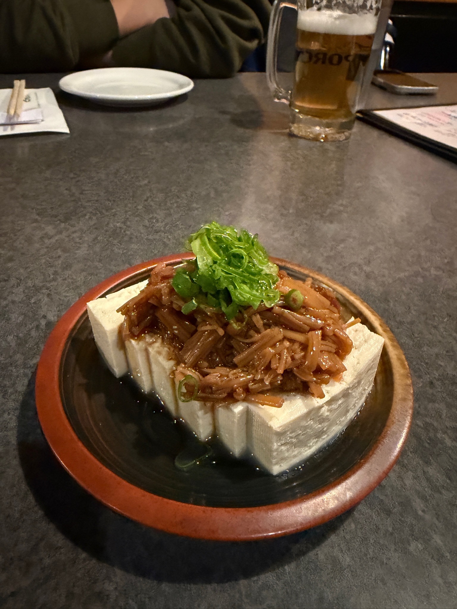 Tofu and enoki mushroom